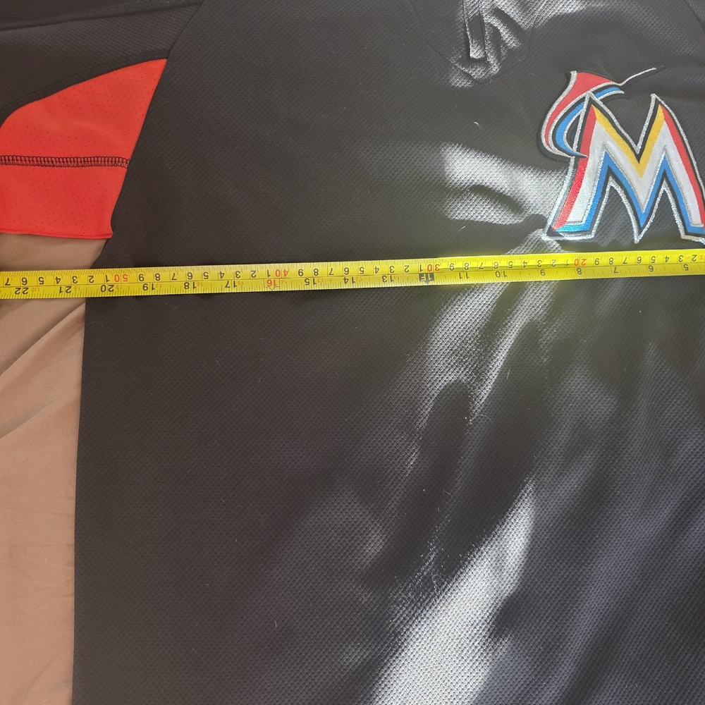 Majestic Authentic Miami Marlins Black On-Field Jersey Mens Medium Like New - Picture 8 of 9